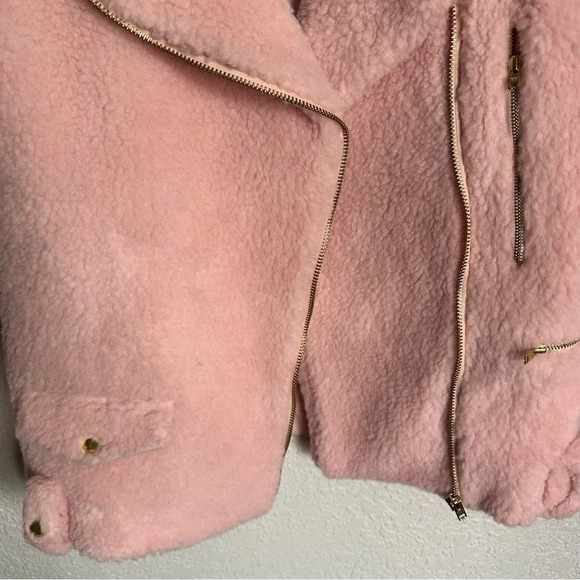 Beach Riot NWT Sherpa Moto Jacket Pink - Picture 3 of 10